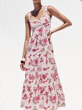 Zara Floral Pink Maxi Dress with Straps